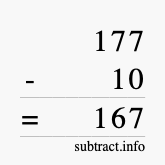 Calculate 177 minus 10 using long subtraction