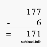 Calculate 177 minus 6 using long subtraction