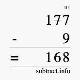 Calculate 177 minus 9 using long subtraction