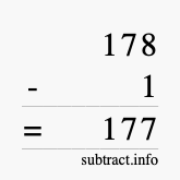 Calculate 178 minus 1 using long subtraction
