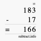 Calculate 183 minus 17 using long subtraction