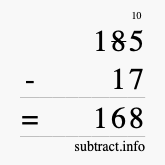 Calculate 185 minus 17 using long subtraction