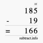 Calculate 185 minus 19 using long subtraction