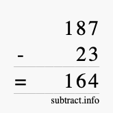 Calculate 187 minus 23 using long subtraction