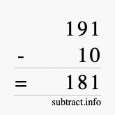 Calculate 191 minus 10 using long subtraction