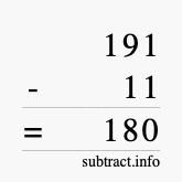 Calculate 191 minus 11 using long subtraction
