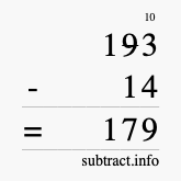 Calculate 193 minus 14 using long subtraction