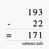 Calculate 193 minus 22 using long subtraction Calculate 193 minus 22 using long subtraction