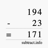 Calculate 194 minus 23 using long subtraction