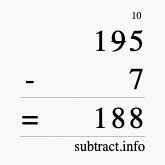 Calculate 195 minus 7 using long subtraction