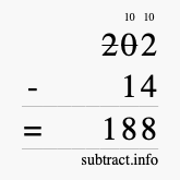 Calculate 202 minus 14 using long subtraction