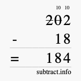 Calculate 202 minus 18 using long subtraction Calculate 202 minus 18 using long subtraction