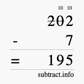 Calculate 202 minus 7 using long subtraction