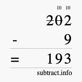 Calculate 202 minus 9 using long subtraction