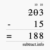 Calculate 203 minus 15 using long subtraction