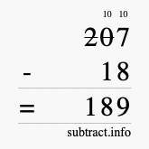 Calculate 207 minus 18 using long subtraction Calculate 207 minus 18 using long subtraction
