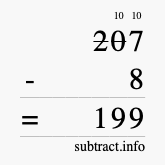 Calculate 207 minus 8 using long subtraction Calculate 207 minus 8 using long subtraction