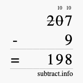 Calculate 207 minus 9 using long subtraction