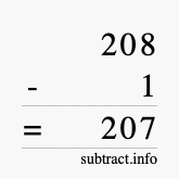 Calculate 208 minus 1 using long subtraction