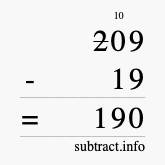 Calculate 209 minus 19 using long subtraction Calculate 209 minus 19 using long subtraction