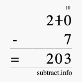 Calculate 210 minus 7 using long subtraction