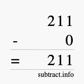 Calculate 211 minus 0 using long subtraction