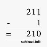 Calculate 211 minus 1 using long subtraction