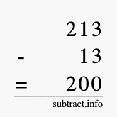 Calculate 213 minus 13 using long subtraction