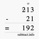 Calculate 213 minus 21 using long subtraction Calculate 213 minus 21 using long subtraction