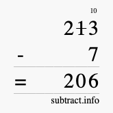 Calculate 213 minus 7 using long subtraction