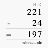 Calculate 221 minus 24 using long subtraction