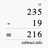 Calculate 235 minus 19 using long subtraction