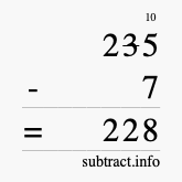 Calculate 235 minus 7 using long subtraction