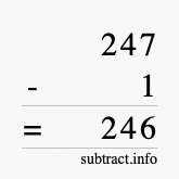 Calculate 247 minus 1 using long subtraction
