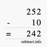 Calculate 252 minus 10 using long subtraction