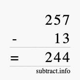 Calculate 257 minus 13 using long subtraction
