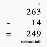 Calculate 263 minus 14 using long subtraction