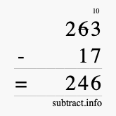 Calculate 263 minus 17 using long subtraction Calculate 263 minus 17 using long subtraction