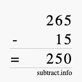 Calculate 265 minus 15 using long subtraction Calculate 265 minus 15 using long subtraction