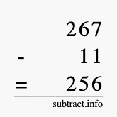 Calculate 267 minus 11 using long subtraction