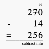 Calculate 270 minus 14 using long subtraction