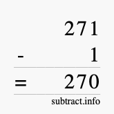 Calculate 271 minus 1 using long subtraction
