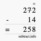 Calculate 272 minus 14 using long subtraction