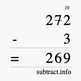 Calculate 272 minus 3 using long subtraction