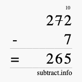 Calculate 272 minus 7 using long subtraction