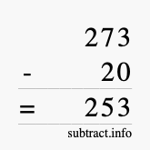 Calculate 273 minus 20 using long subtraction Calculate 273 minus 20 using long subtraction