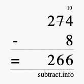 Calculate 274 minus 8 using long subtraction