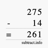 Calculate 275 minus 14 using long subtraction