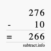 Calculate 276 minus 10 using long subtraction