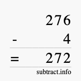 Calculate 276 minus 4 using long subtraction